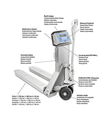 TPWIM-PRO-EX2GD-1 — porta-paletes de pesagem em aço inoxidável ATEX CE-M — vista 3